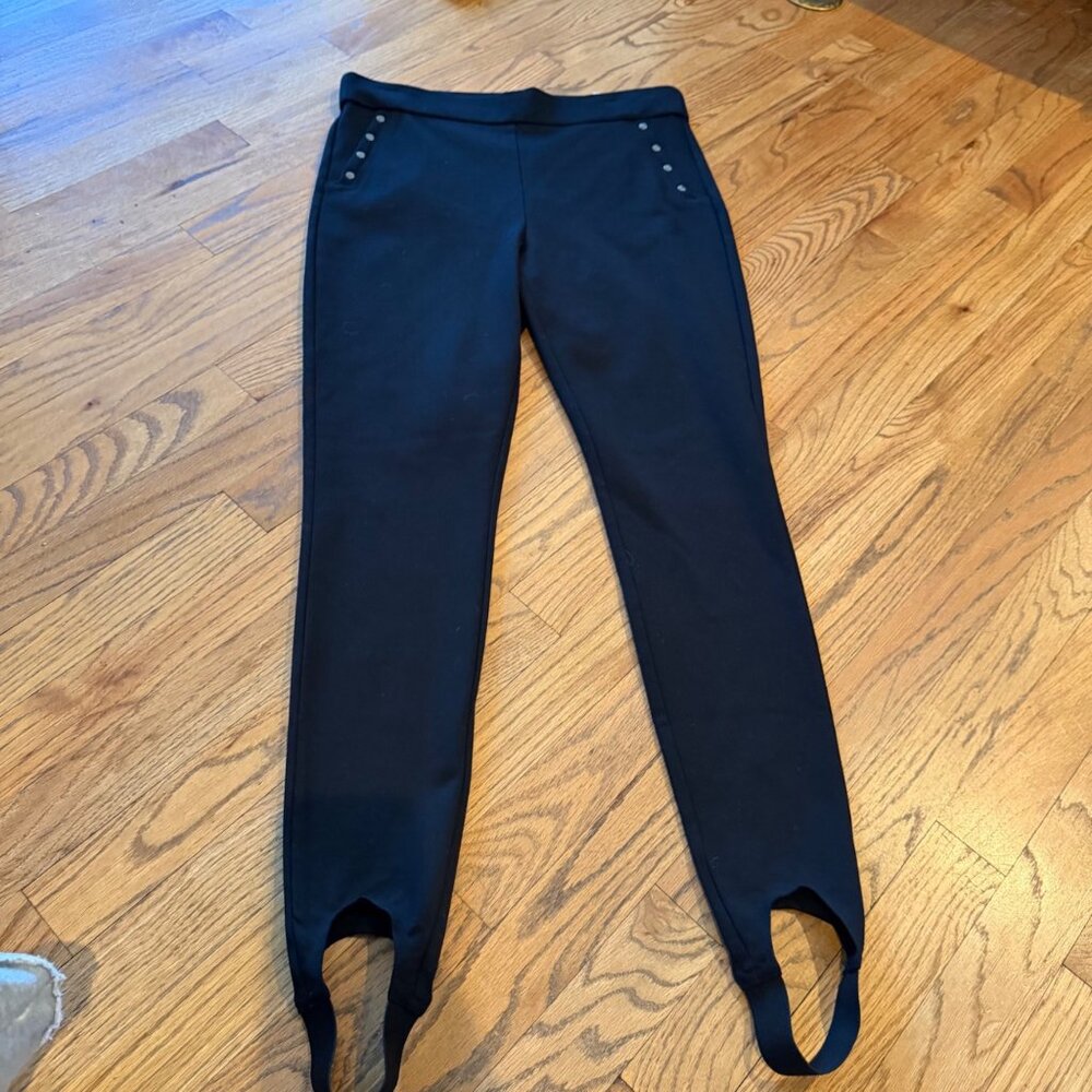 LOFT WOMENS BLACK LEGGINGS WITH STIRRUPS MEDIUM NEW